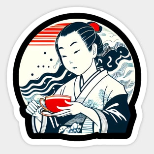 Girl Drinking Tea Sticker